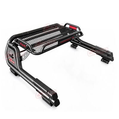 buy Matte Black Steel Sport Roll Bar Universale 4x4 Pickup Truck Roll Bar con vano bagagli Luce a LED per il freno Revo 2015 online manufacture